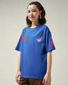 Shop Women's Blue Flame Graphic Printed Oversized T-shirt-Full