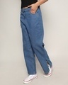 Shop Women's Blue Flared Baggy Jeans-Design