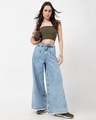 Shop Women's Blue Washed Flared Jeans-Full