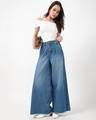Shop Women's Blue Flared Washed Jeans-Full