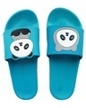Shop Women's Blue Flat Panda Slippers & Flip Flops-Front