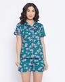 Shop Women's Blue Floral AOP Shirt & Shorts Set-Front