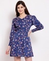 Shop Women's Blue Floral Print Dress-Front