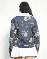 Shop Women's Blue Floral Printed Denim Jacket-Design