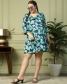 Shop Women's Blue Floral Printed Plus Size Mini Dress