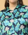 Shop Women's Blue Floral Printed Plus Size Shirt