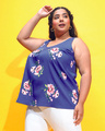 Shop Women's Blue Floral Printed Plus Size Top-Design