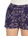 Shop Women's Blue Floral Printed Rayon Shorts-Full