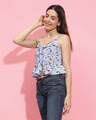 Shop Women's Blue Floral Printed Short Top-Design