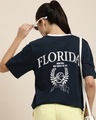 Shop Women's Blue Florida Typography Oversized T-shirt-Front