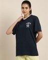 Shop Women's Blue Florida Typography Oversized T-shirt-Full