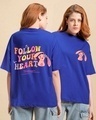 Shop Women's Blue Follow Your Heart Graphic Printed Oversized T-shirt-Front
