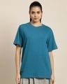 Shop Women's Blue Freedom Spirit Typography Back Printed Oversized T-shirt-Full
