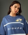 Shop Women's Blue Friends Gang Logo Graphic Printed Oversized Short Top