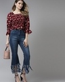Shop Women's Blue Fringed Hem Jeans-Full