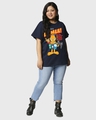 Shop Women's Blue Gamer Garfield Graphic Printed Plus Size Boyfriend T-shirt-Design