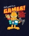 Shop Women's Blue Gamer Garfield Graphic Printed Plus Size Boyfriend T-shirt-Full