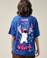 Shop Women's Blue Give me space Graphic Printed Oversized T-shirt-Front