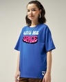Shop Women's Blue Give me space Graphic Printed Oversized T-shirt-Full