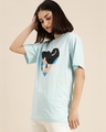 Shop Women's Blue Graphic Print Oversized T-shirt-Front