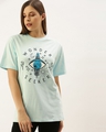 Shop Women's Blue Graphic Print T-shirt-Front