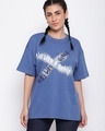Shop Women's Blue Graphic Printed Loose Fit T-shirt-Front