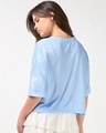 Shop Women's Blue Graphic Printed Oversized Crop Mesh T-shirt-Full
