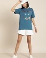 Shop Women's Blue Graphic Printed Oversized T-shirt-Full