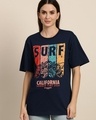 Shop Women's Blue Graphic Printed Relaxed Fit T-shirt-Front