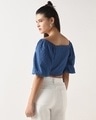 Shop Women's Blue Textured Short Top-Design