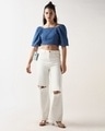 Shop Women's Blue Textured Short Top-Full