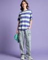 Shop Women's Blue & Green Striped Oversized T-shirt