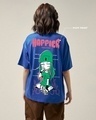 Shop Women's Blue Happier Graphic Printed Oversized T-shirt-Full