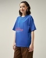 Shop Women's Blue Happier Graphic Printed Oversized T-shirt