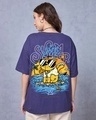 Shop Women's Blue Heat Waves Graphic Printed Oversized T-shirt-Front