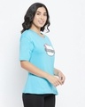 Shop Women's Blue Hello Kitty Typography T-shirt-Design