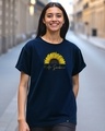Shop Women's Blue Hello Sunshine Graphic Printed Boyfriend T-shirt-Front