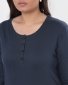 Shop Women's Blue Henley Neck Plus Size Slim Fit T-shirt