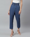Shop Women's Blue High Rise Boyfriend Fit Jeans-Front