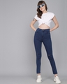 Shop Women's Blue High Rise Knee Ripped Skinny Fit Jeans-Full