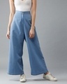 Shop Women's Blue High Rise Wide Leg Jeans-Front