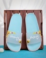 Shop Women's Blue Honey Printed Sliders-Front