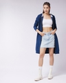 Shop Women's Blue Hooded Long Jacket-Full