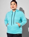 Shop Women's Blue Hooded Plus Size Sweatshirt-Front