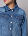 Shop Women's Blue Hotter Than Hell Typography Denim Jacket
