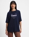 Shop Women's Blue Illusion Graphic Printed Oversized T-shirt-Front