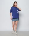 Shop Women's Blue Inner Ninja Graphic Printed Acid Wash Oversized T-shirt
