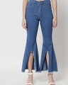 Shop Women's Blue Front Slit Jeans-Front