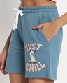 Shop Women's Blue Just Chill Typography Relaxed Fit Shorts