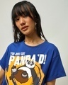 Shop Women's Blue Just Got Panda'd Graphic Printed Boyfriend T-shirt